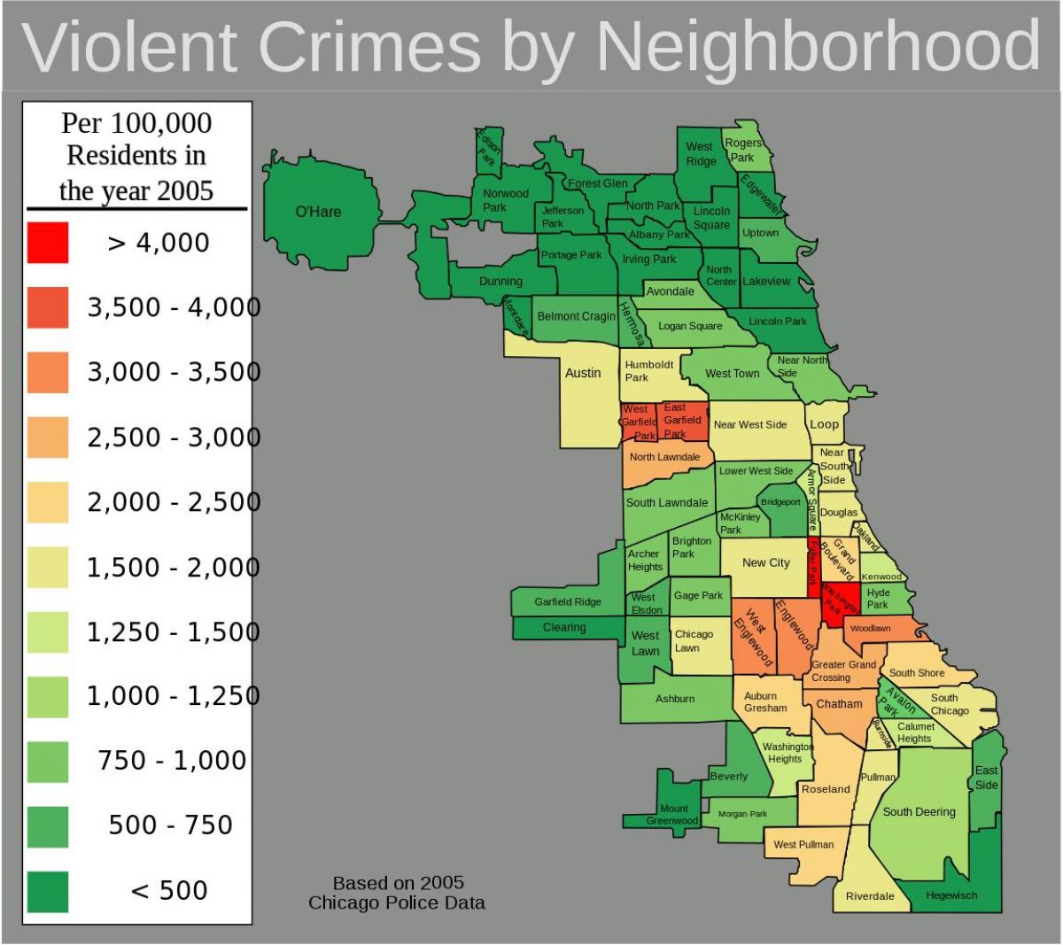 bad àrees de Chicago mapa