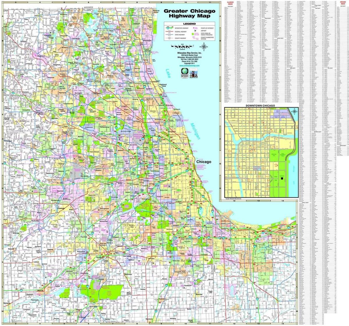 mapa de carreteres de Chicago