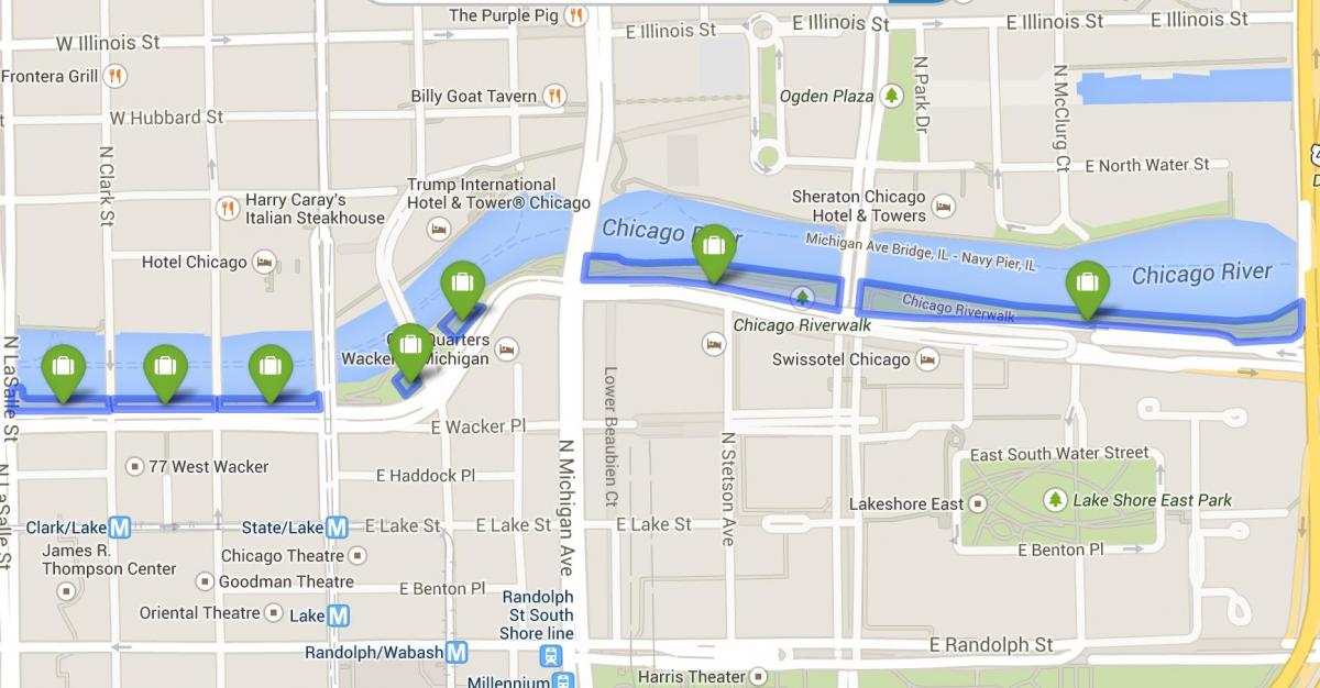 mapa de Chicago riverwalk