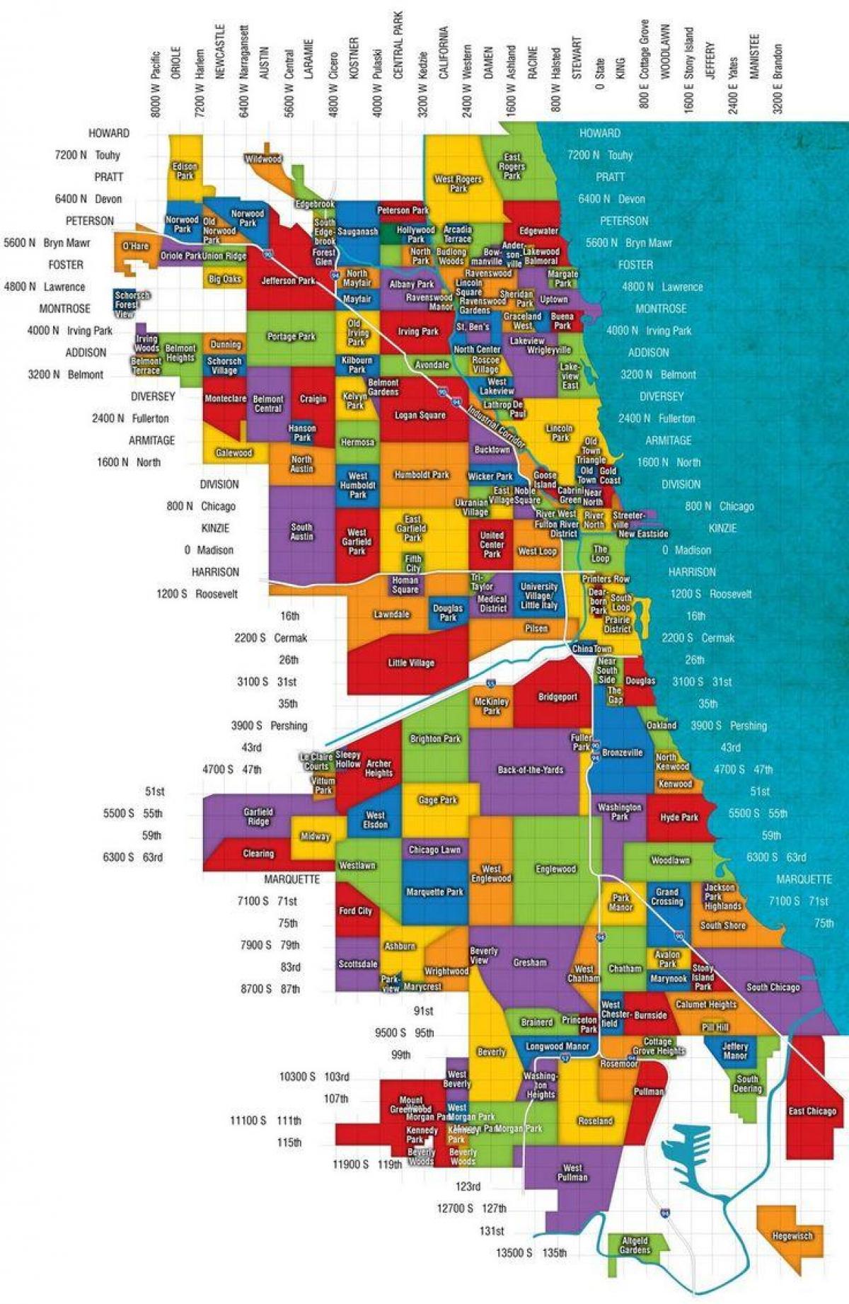 Chicago i suburbis mapa