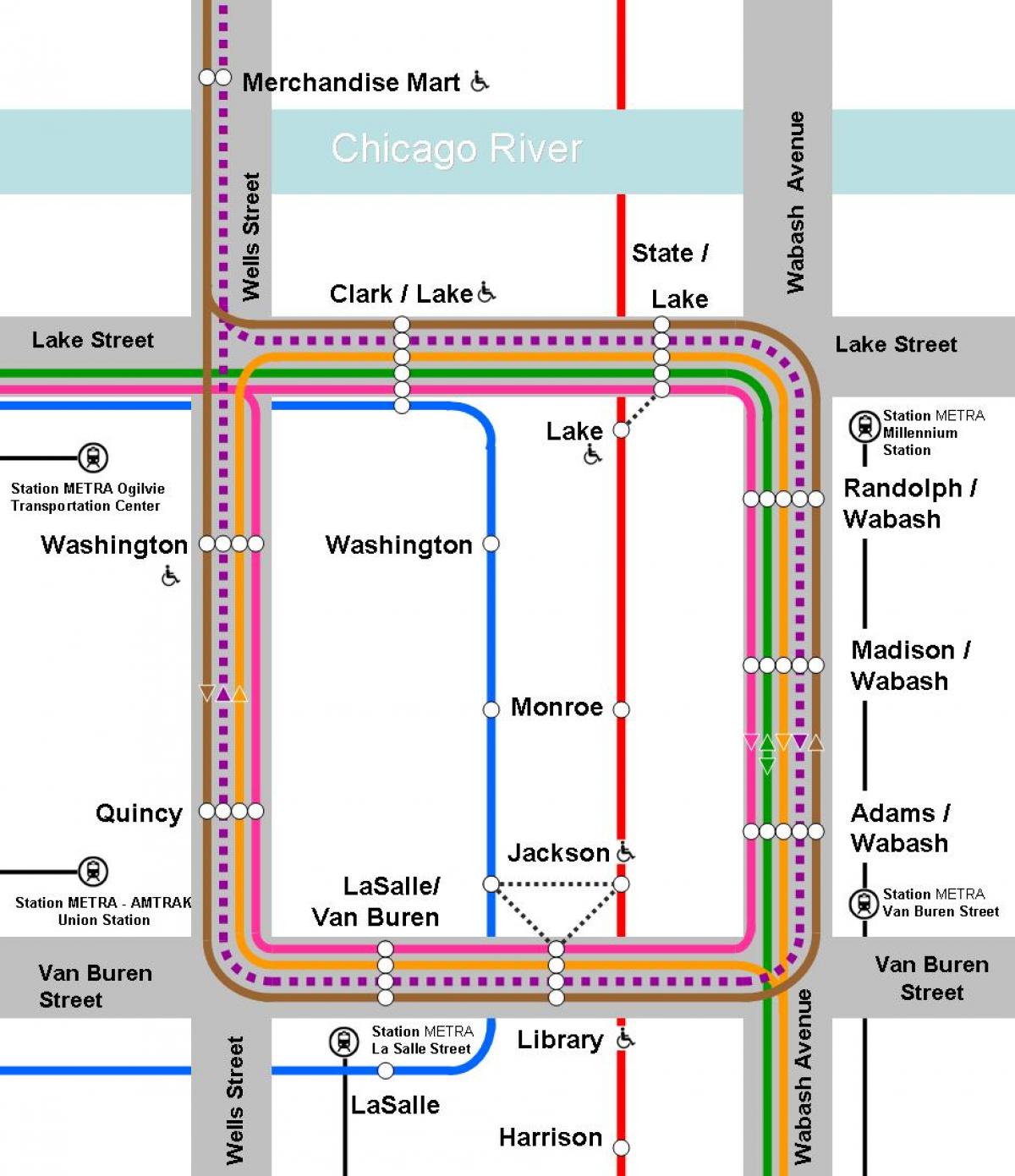 taronja línia de mapa de Chicago