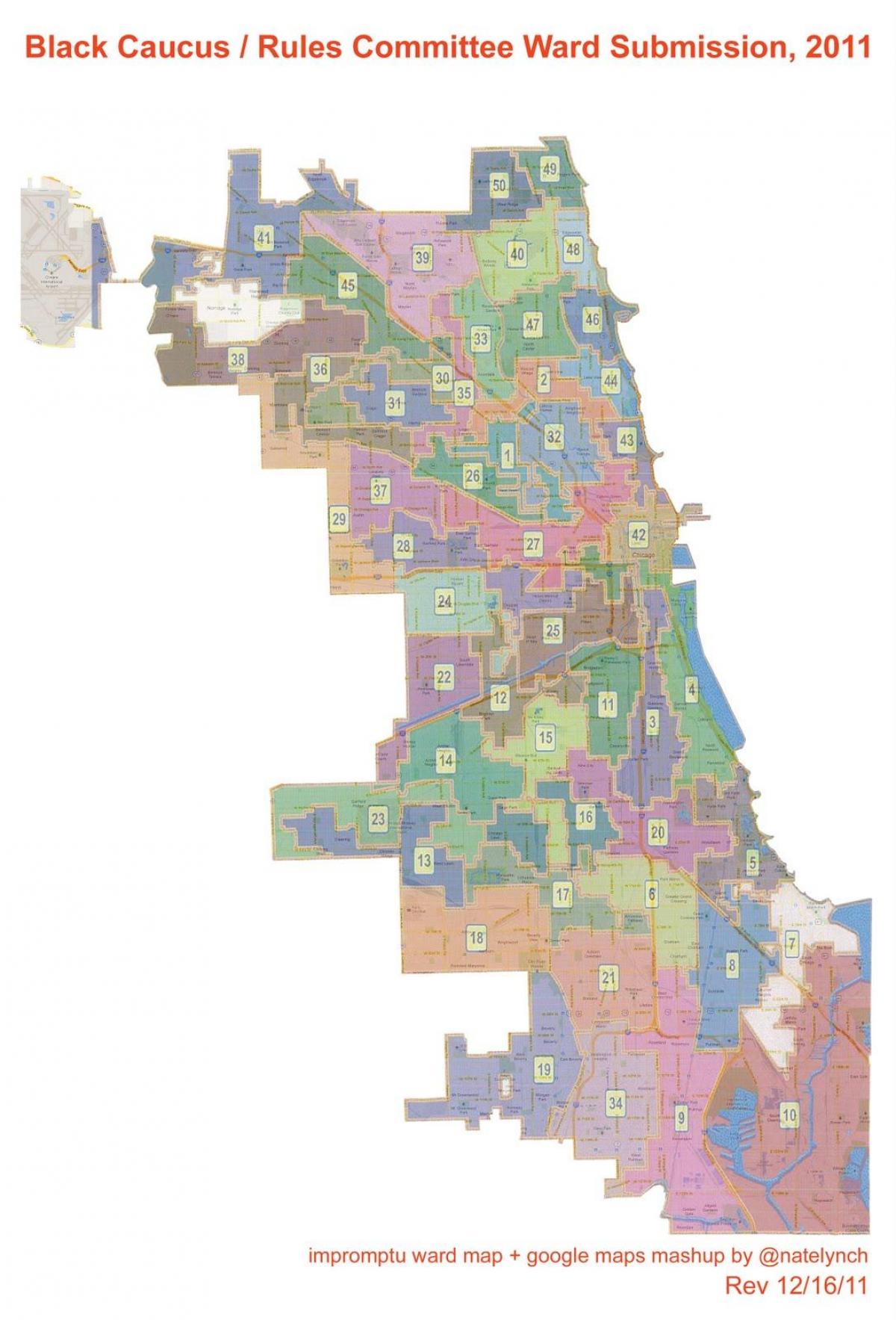 la ciutat de Chicago ward mapa