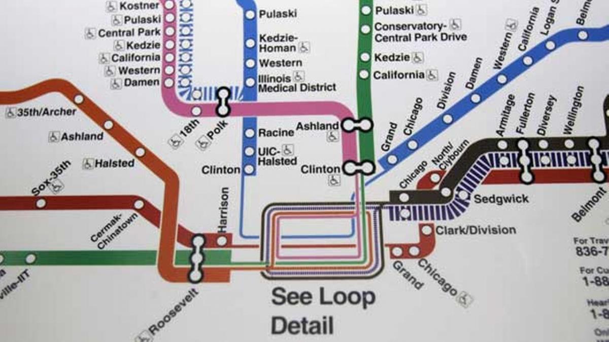 Chicago gràcies al mapa de metro línia blava