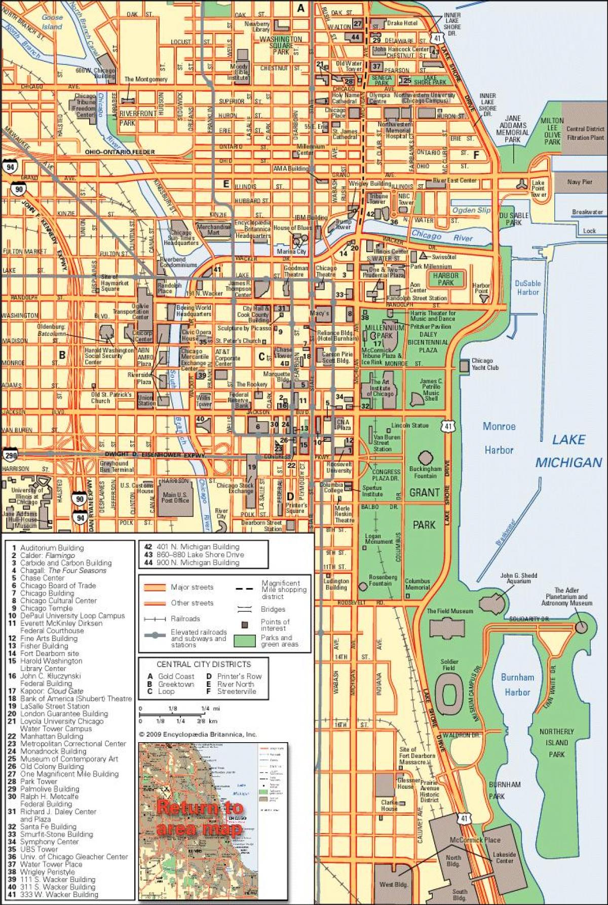 Chicago mapa centre de la ciutat