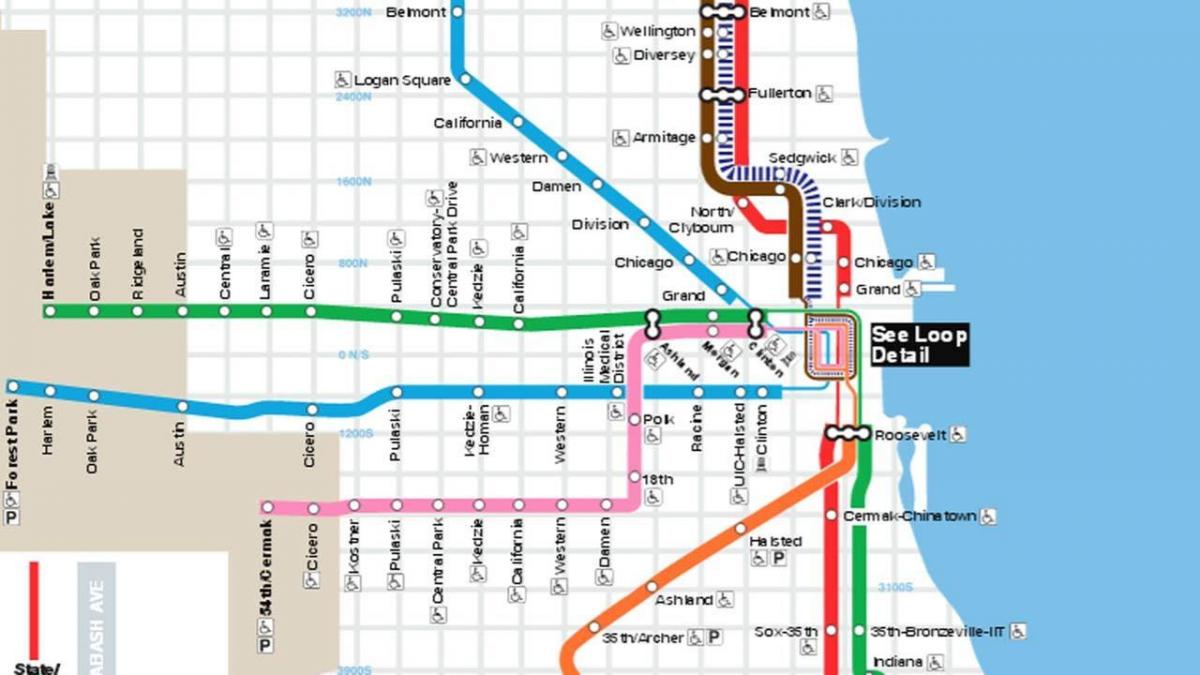 mapa de Chicago línia blava