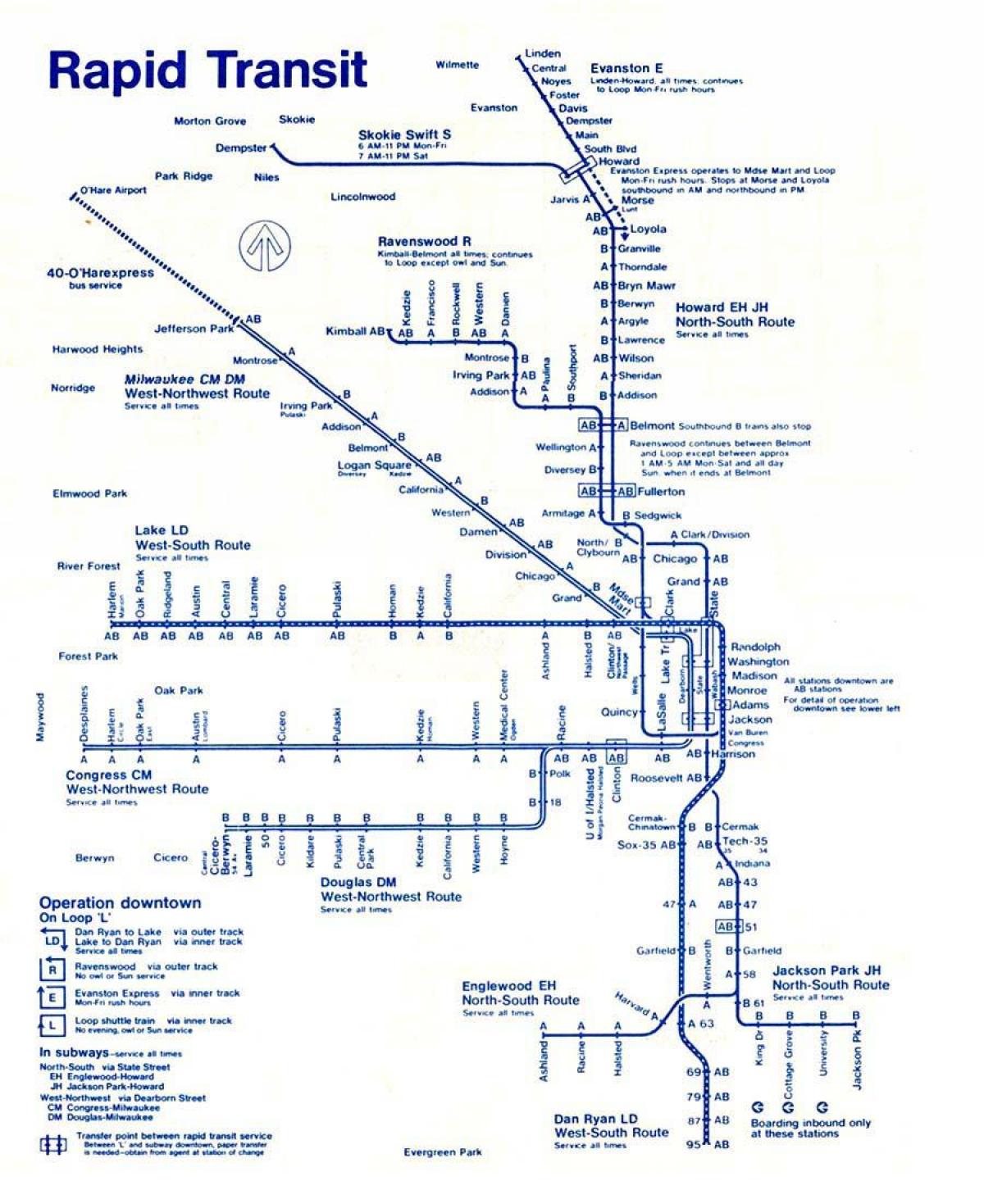 mapa de la línia blava de Chicago