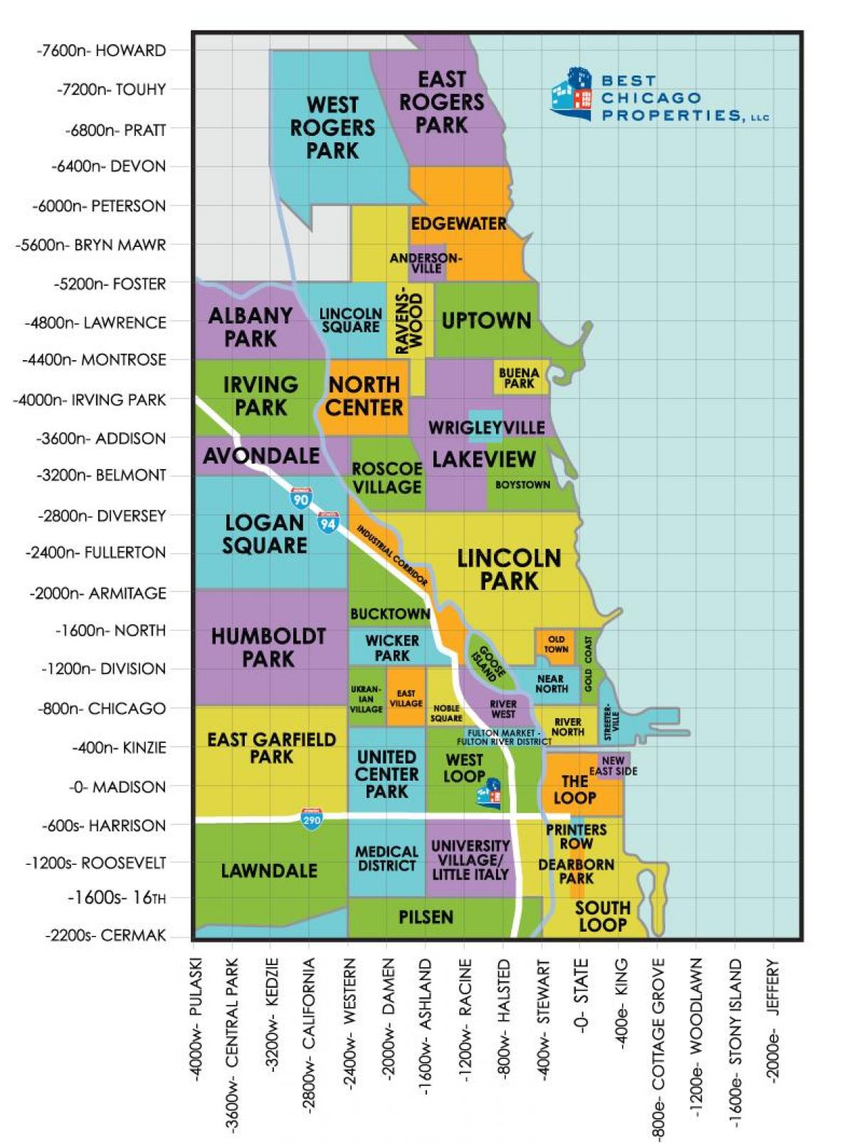 barris de Chicago mapa