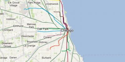 Chicago blau línia de tren mapa