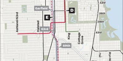 La línia vermella Chicago mapa