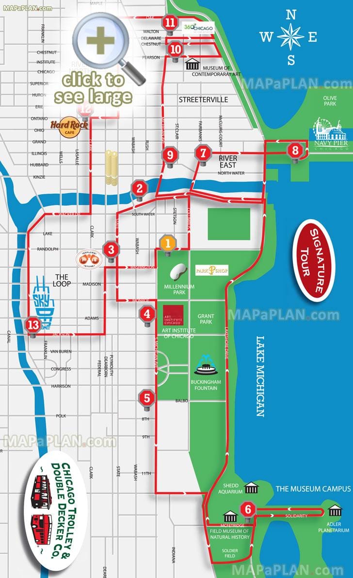 Chicago llocs d'interès mapa