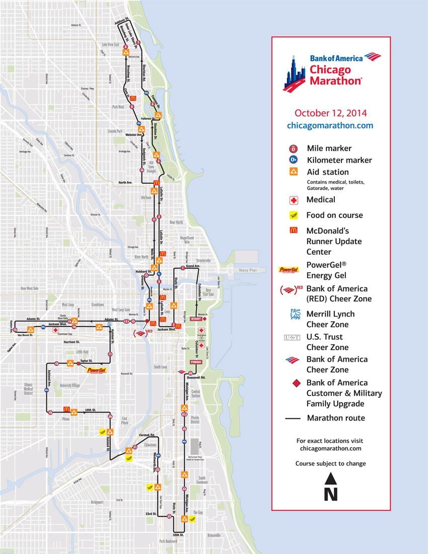 Chicago cursa de marató mapa