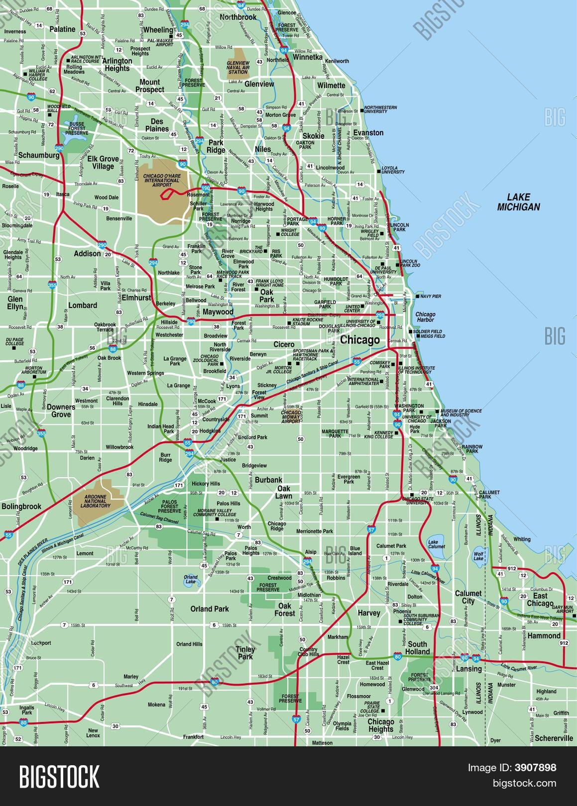 mapa de Chicago zona