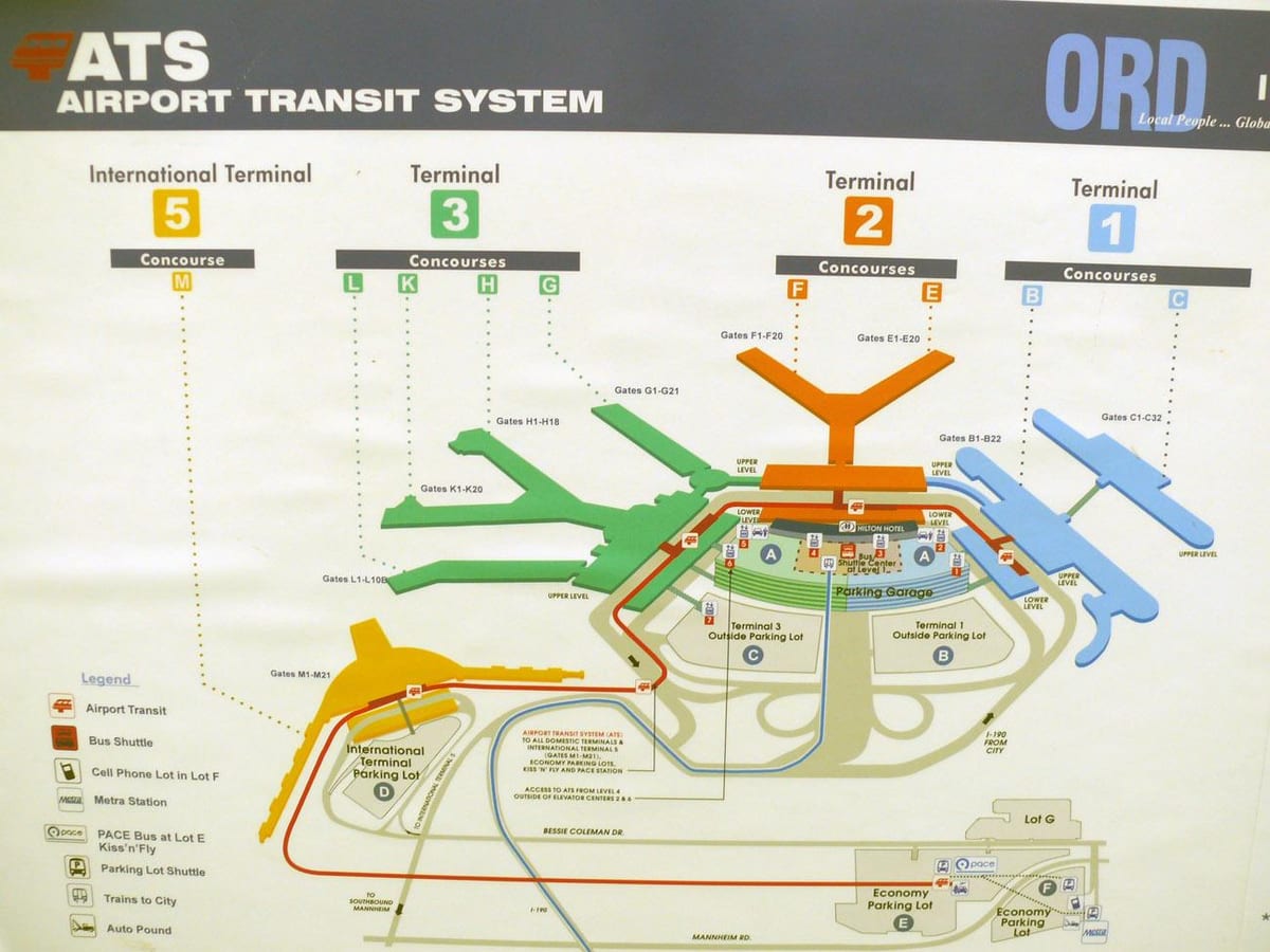 mapa de l'aeroport de Chicago