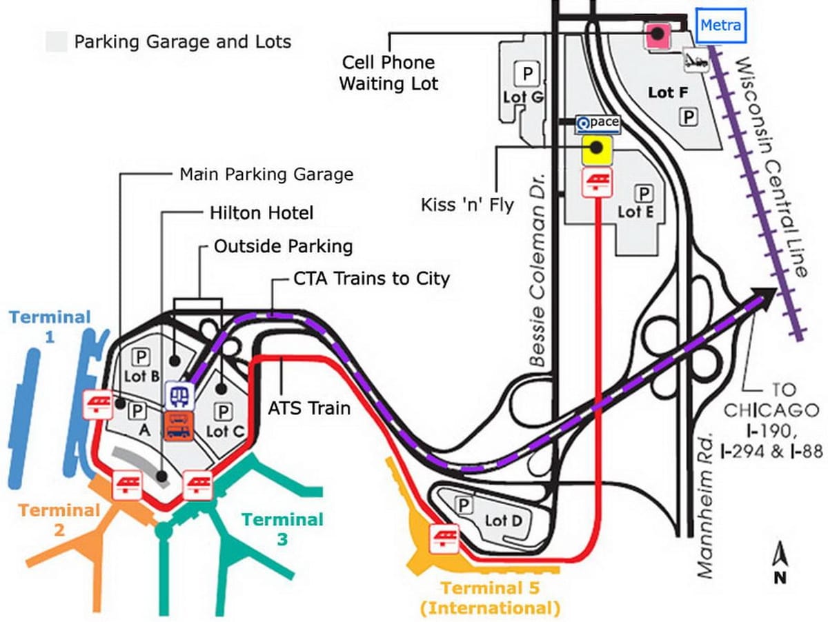 Chicago O'Hare aparcament mapa