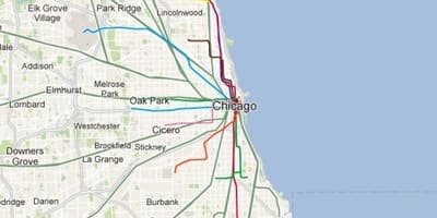 Chicago blau línia de tren mapa