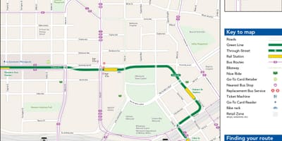 La línia verda mapa de Chicago