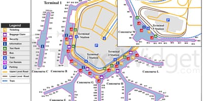 Chicago O'Hare de l'aeroport internacional mapa