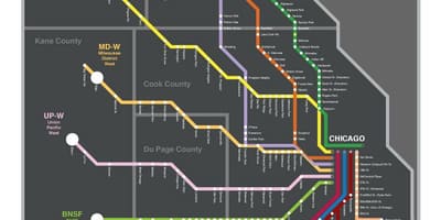 Metra més Chicago mapa