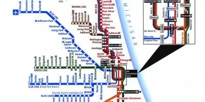 Chicago línies de metro mapa
