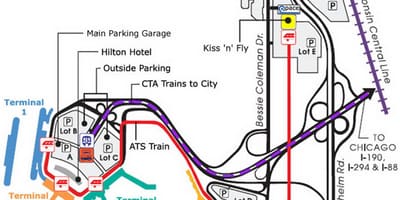 Chicago O'Hare aparcament mapa